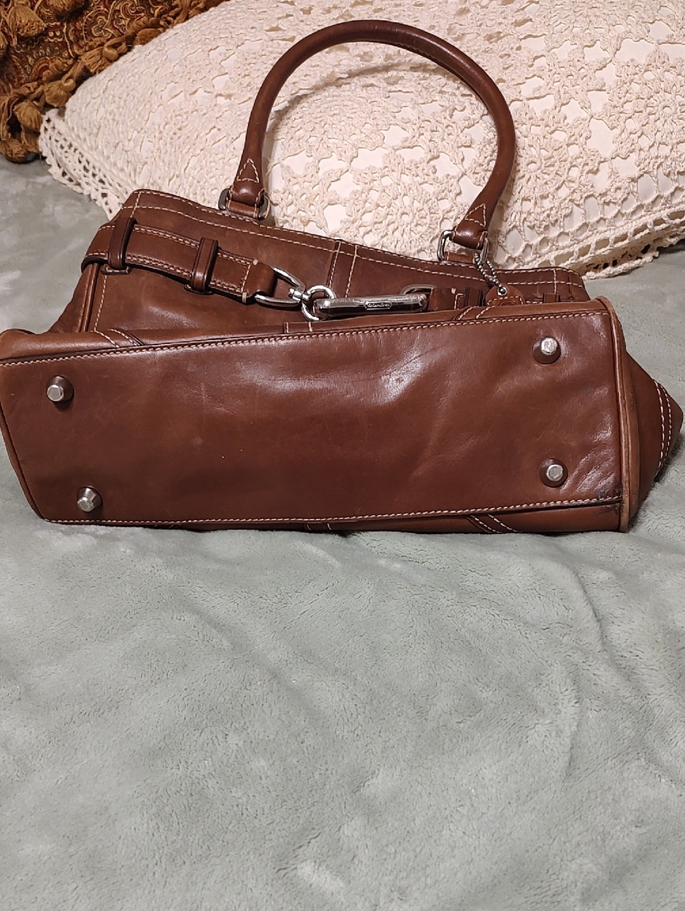 Coach Brown Leather Satchel with Signature Hardware - Picture 2 of 10